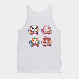 Cute Animals Eat Ramen Kawaii - Packs Tank Top